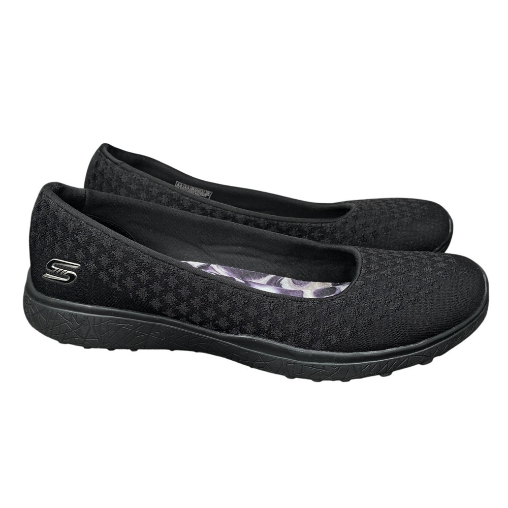 Skechers Womens Microburst One Up Slip On Sneakers Size 8.5 Black Memory Foam